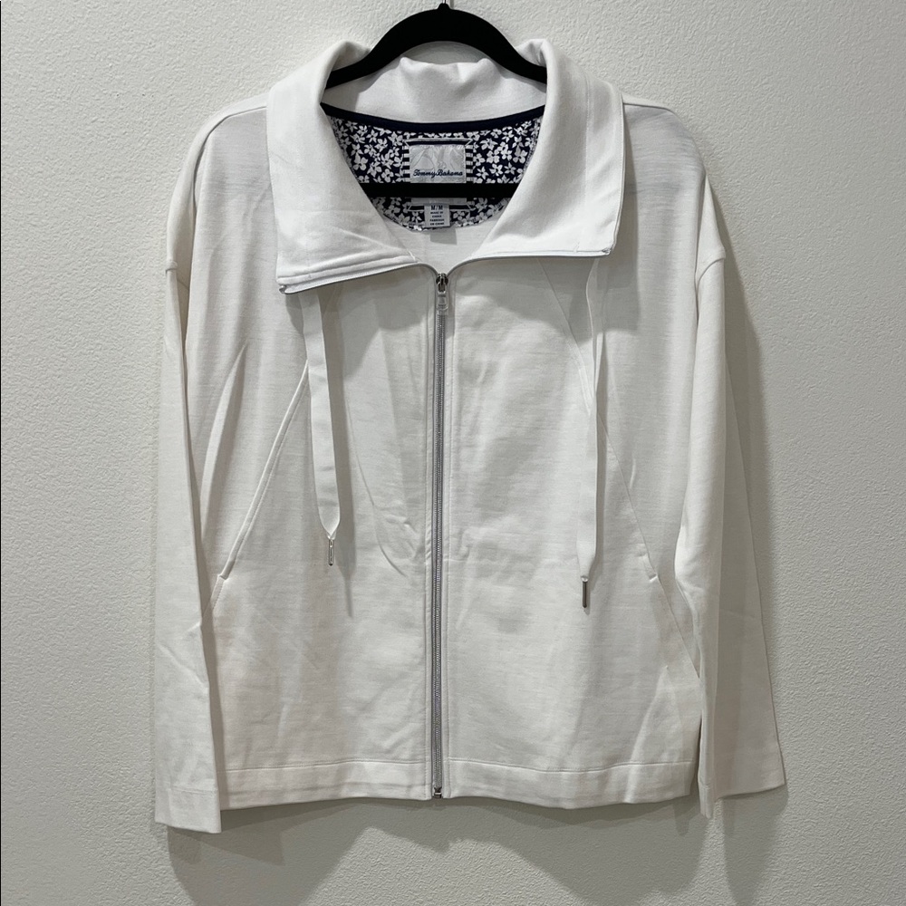 Tommy Bahama Beachy Bay Full Zip White Jacket/Sweatshirt Sz M